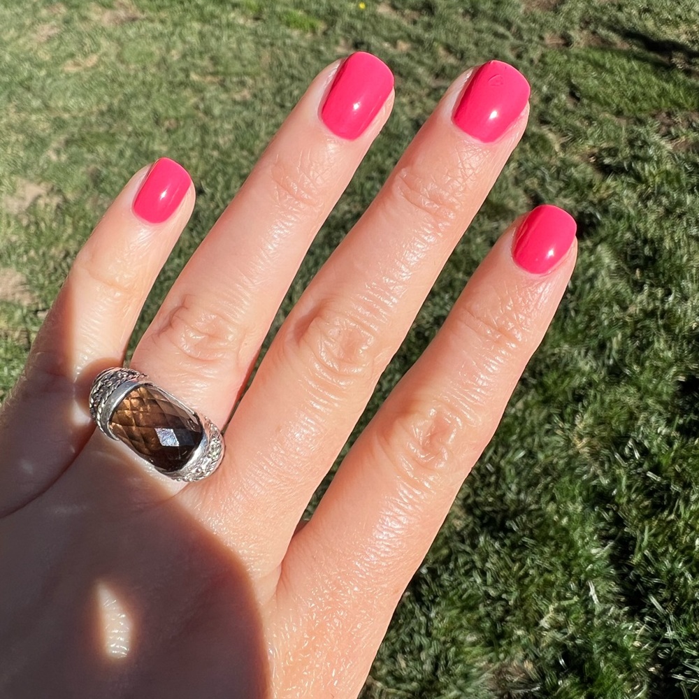 JUDITH RIPKA STERLING SILVER RING SMOKY QUARTZ